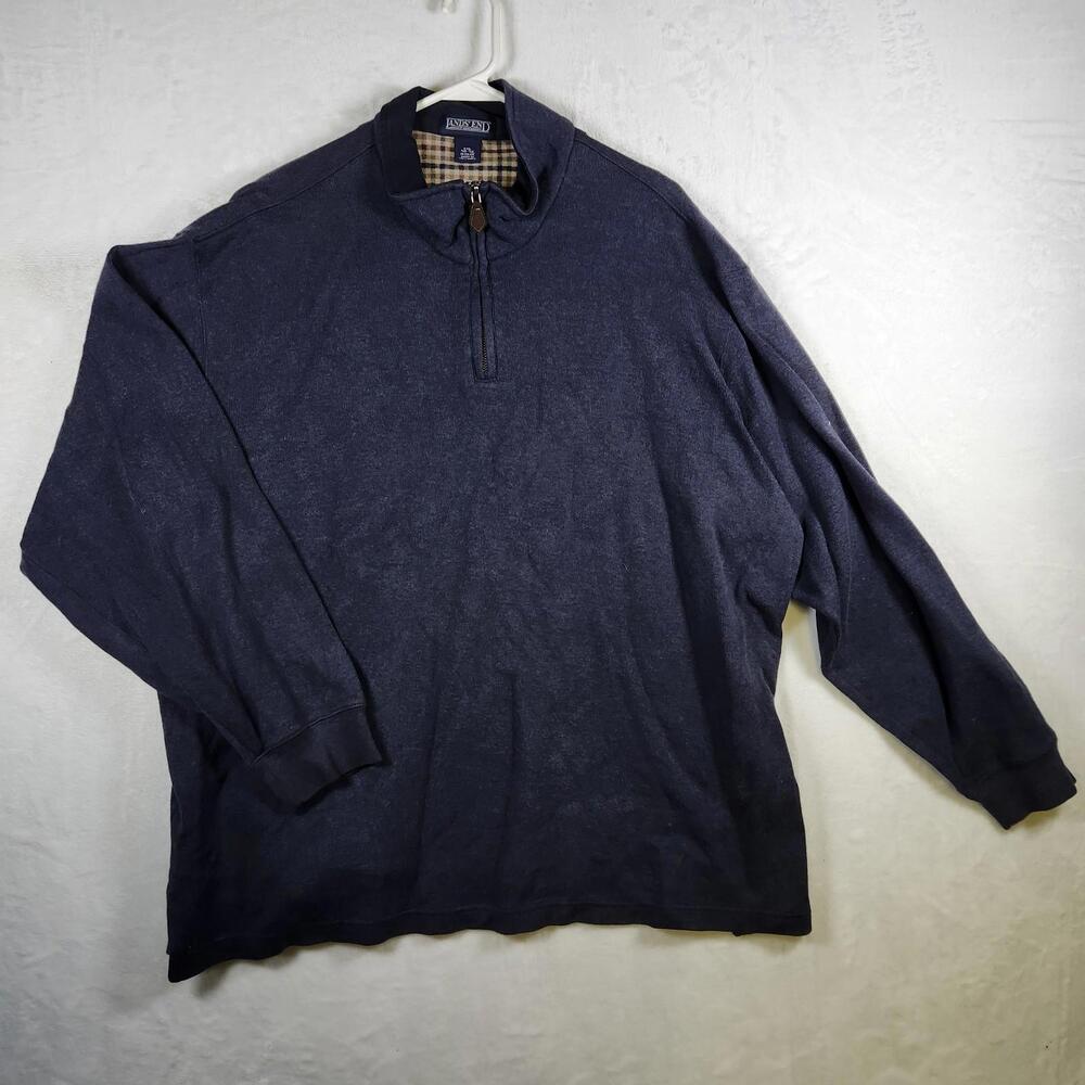 Lands End Quarter Zip Fleece Sweatshirt Blue Size 2XL